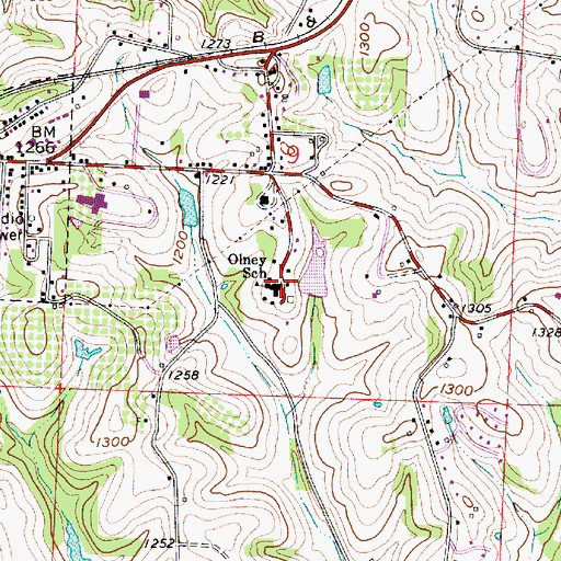 Topographic Map of Olney School, OH