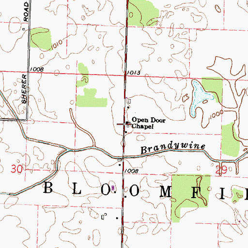 Topographic Map of Open Door Chapel, OH