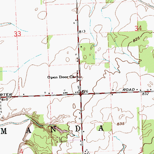 Topographic Map of Open Door Church, OH