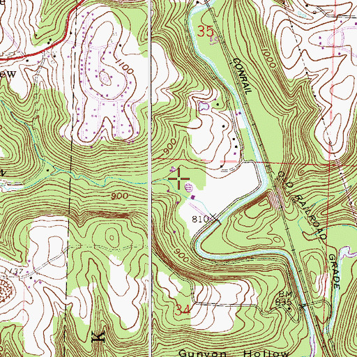 Topographic Map of Opossum Hollow, OH