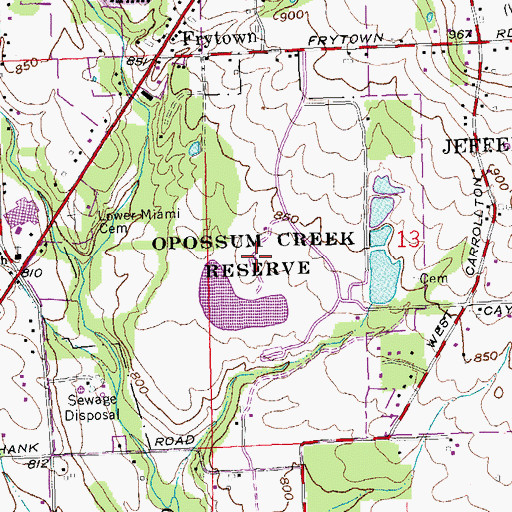Topographic Map of Opossum Creek Reserve, OH