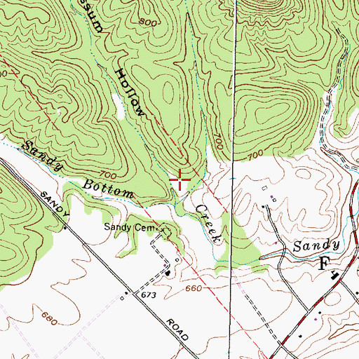 Topographic Map of Opossum Hollow, OH