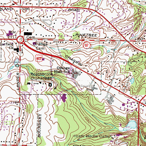 Topographic Map of Orange High School, OH