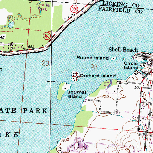 Topographic Map of Orchard Island, OH
