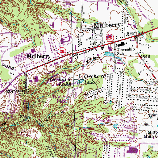 Topographic Map of Orchard Lake, OH