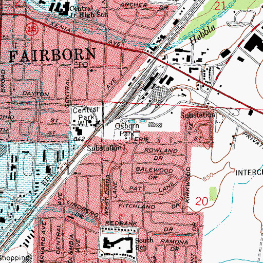 Topographic Map of Osborn Park, OH
