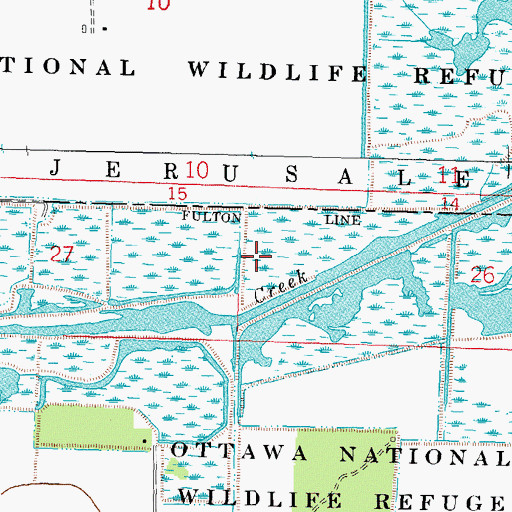 Topographic Map of Ottawa National Wildlife Refuge, OH