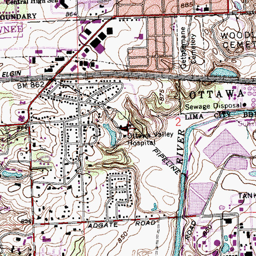 Topographic Map of Ottawa Valley Hospital, OH