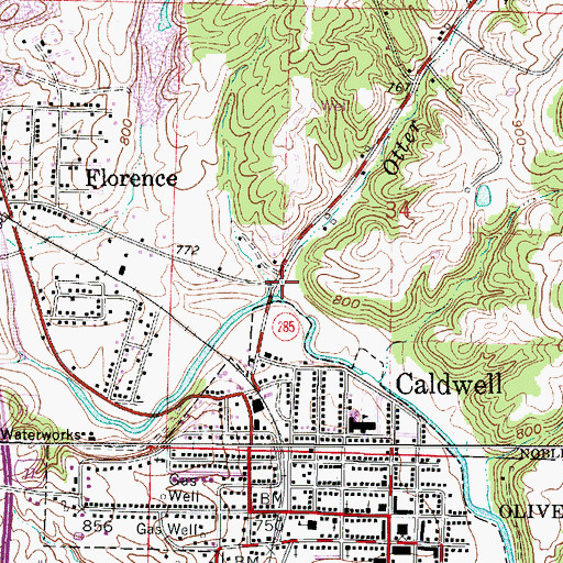 Topographic Map of Otter Run, OH