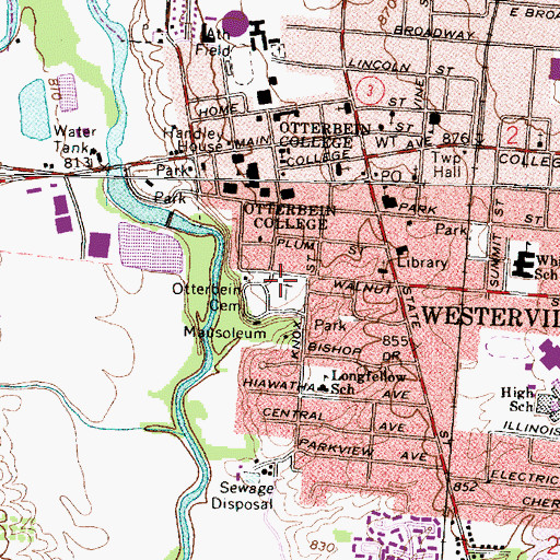 Topographic Map of Otterbein Cemetery, OH