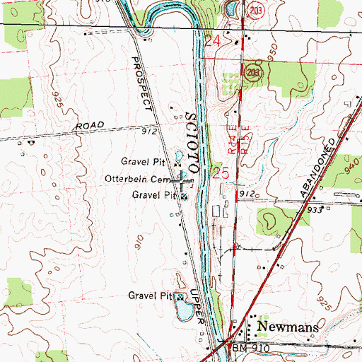 Topographic Map of Otterbein Cemetery, OH