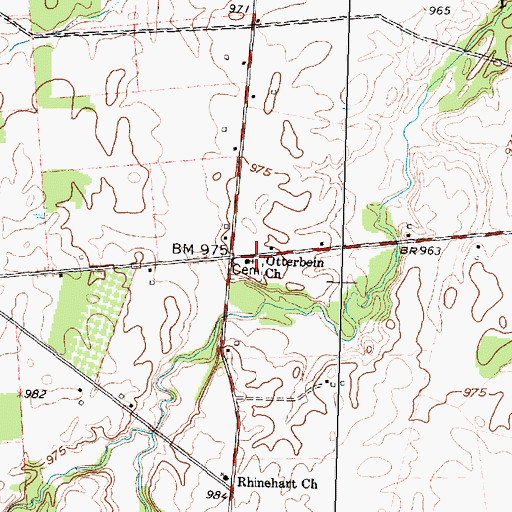 Topographic Map of Otterbein Church, OH
