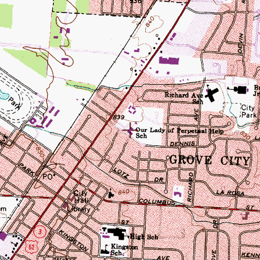 Topographic Map of Our Lady of Perpetual Help School, OH