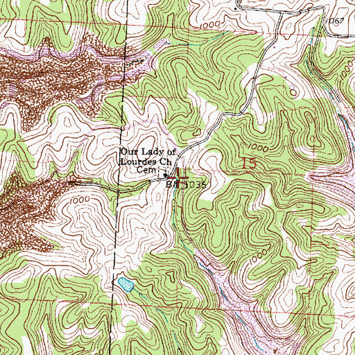 Topographic Map of Our Lady of Lourdes Church, OH