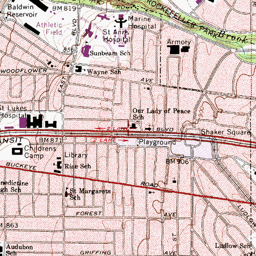 Topographic Map of Our Lady of Peace School, OH