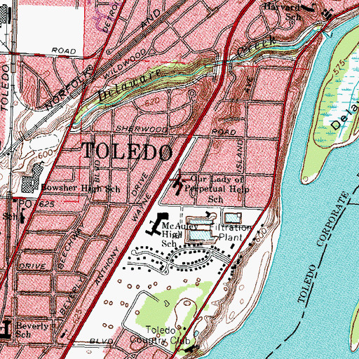 Topographic Map of Our Lady of Perpetual Help School, OH