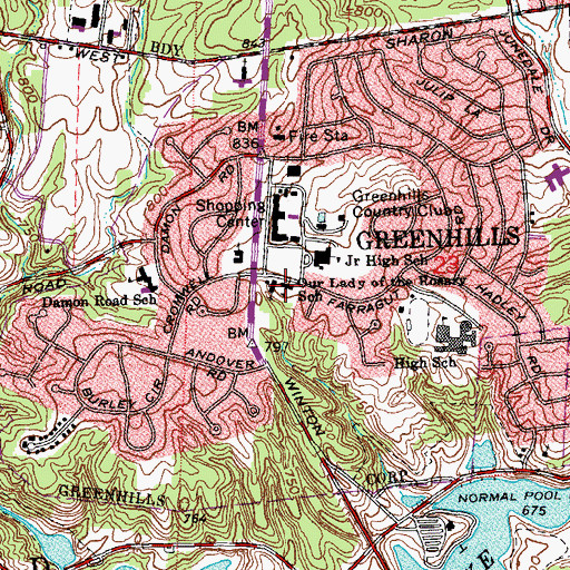 Topographic Map of Our Lady of Rosary School, OH