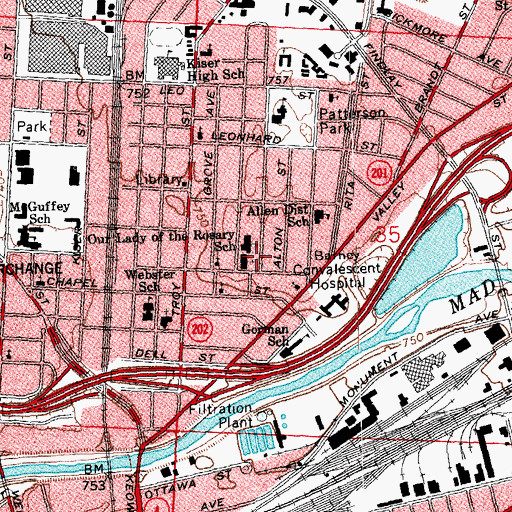 Topographic Map of Our Lady of Rosary School, OH