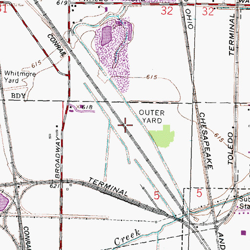 Topographic Map of Outer Yard, OH