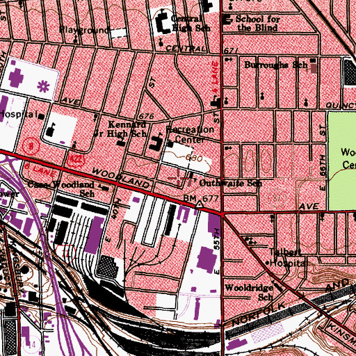 Topographic Map of Outhwaite School, OH