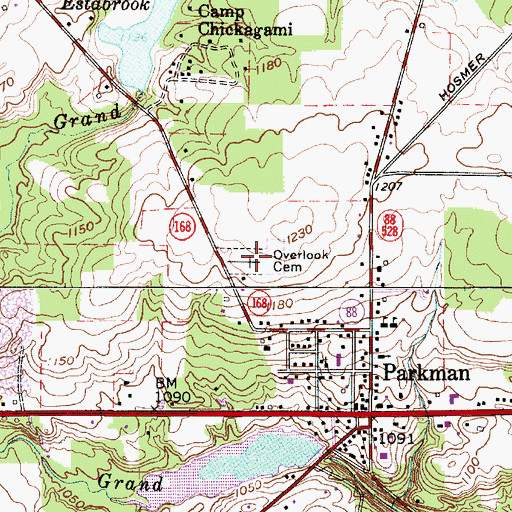 Topographic Map of Overlook Cemetery, OH