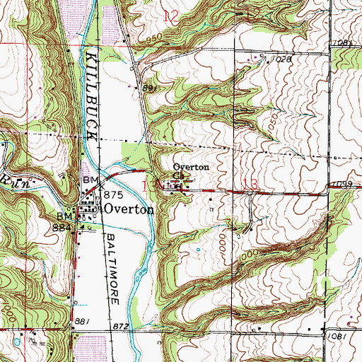 Topographic Map of Overton Church of God, OH