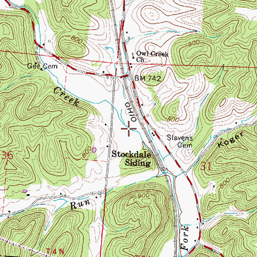 Topographic Map of Owl Creek, OH