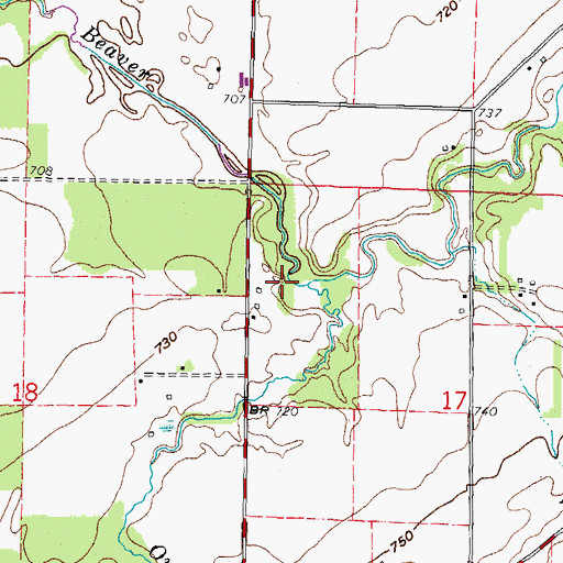 Topographic Map of Owl Creek, OH