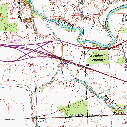 Topographic Map of Owl Creek, OH