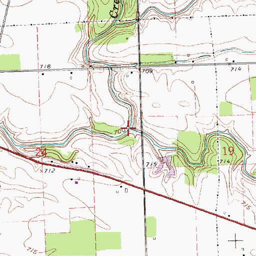 Topographic Map of Owl Creek, OH
