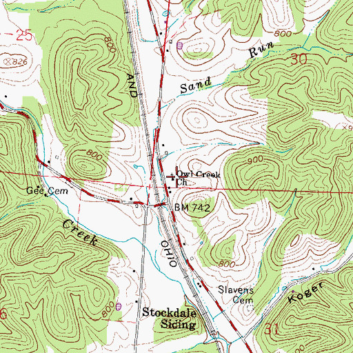 Topographic Map of Owl Creek Church, OH