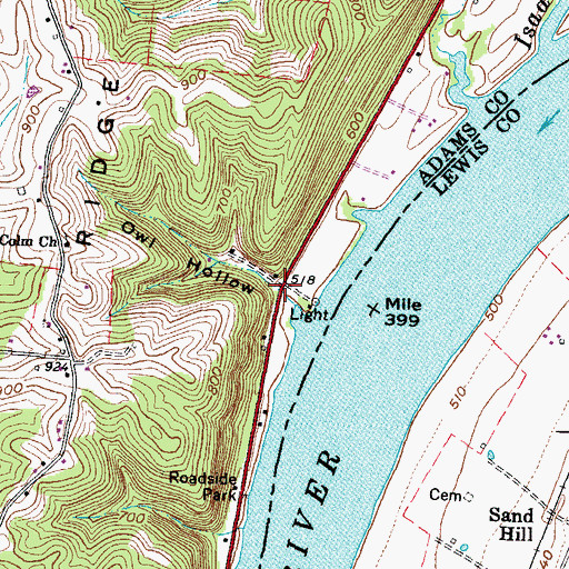 Topographic Map of Owl Hollow, OH