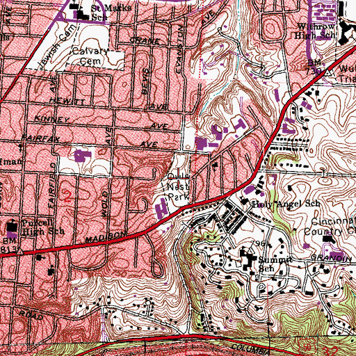 Topographic Map of Owls Nest Park, OH