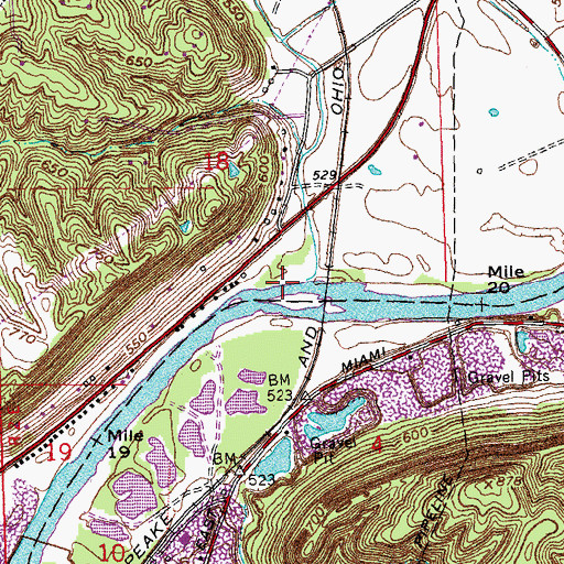 Topographic Map of Paddys Run, OH