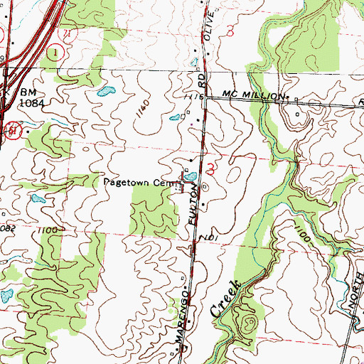 Topographic Map of Pagetown Cemetery, OH