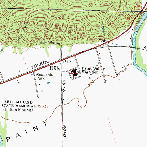 Topographic Map of Paint Valley High School, OH