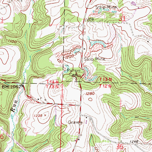 Topographic Map of Palmer Cemetery, OH