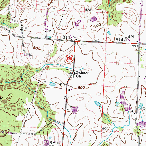 Topographic Map of Palmer United Methodist Church, OH