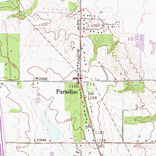 Topographic Map of Paradise, OH
