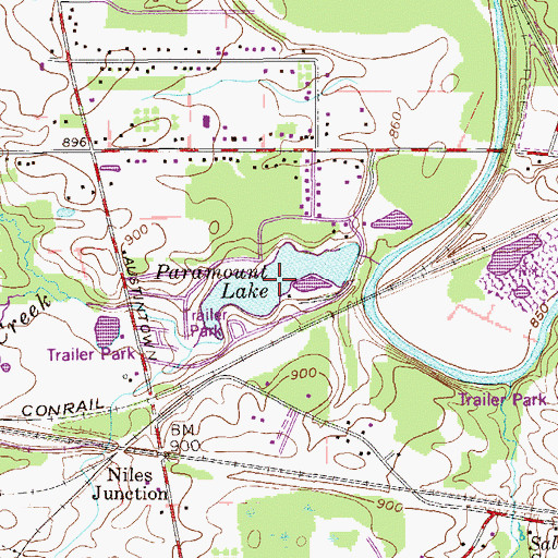 Topographic Map of Paramount Lake, OH