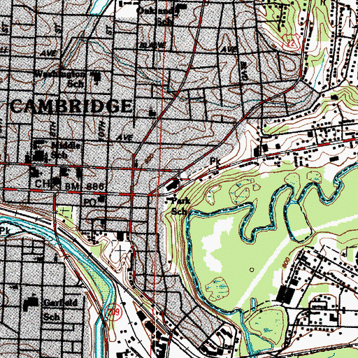 Topographic Map of Park School, OH
