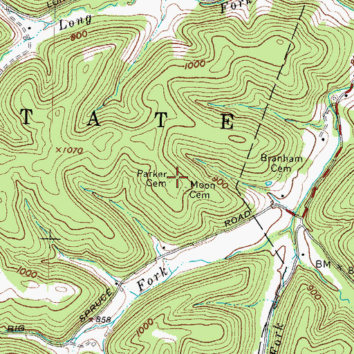 Topographic Map of Parker Cemetery, OH