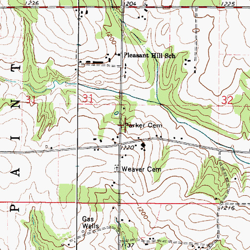 Topographic Map of Parker Cemetery, OH