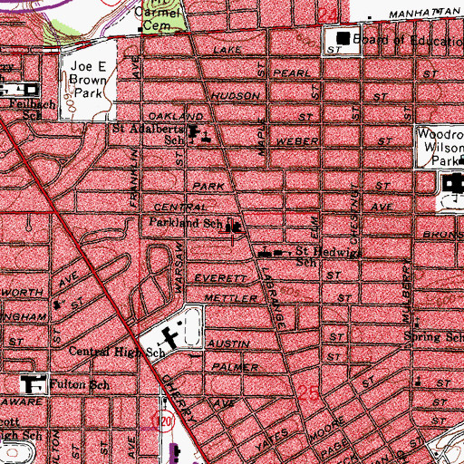 Topographic Map of Parkland School, OH