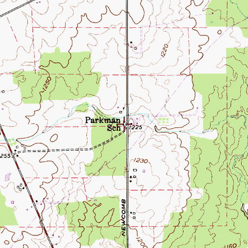 Topographic Map of Parkman School, OH