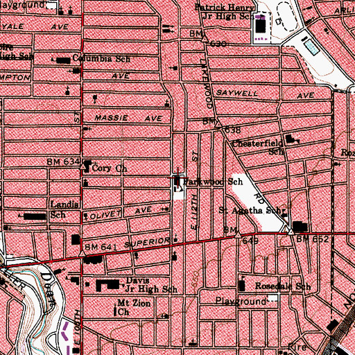 Topographic Map of Parkwood Elementary School (historical), OH