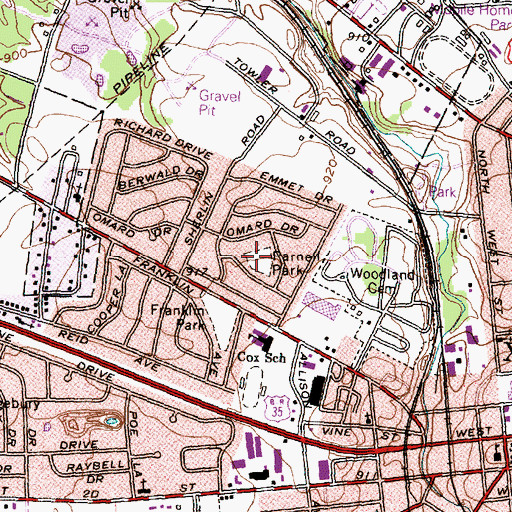 Topographic Map of Parnell Park, OH
