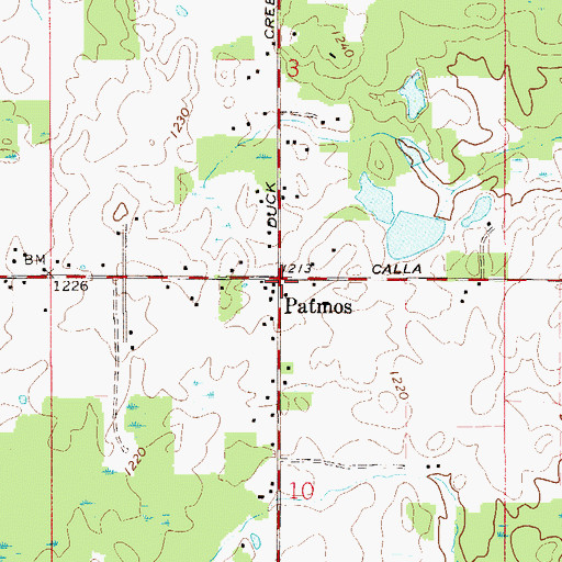 Topographic Map of Patmos, OH