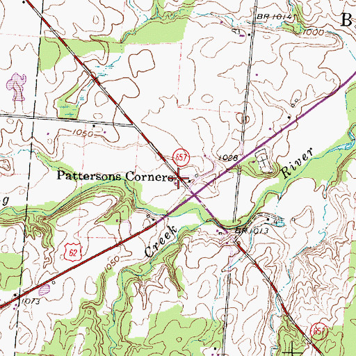 Topographic Map of Pattersons Corners, OH
