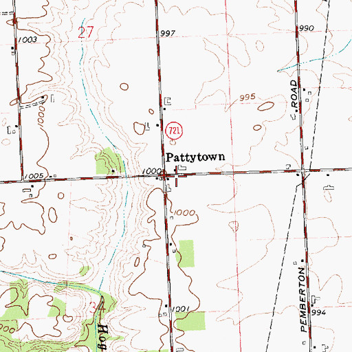 Topographic Map of Pattytown, OH